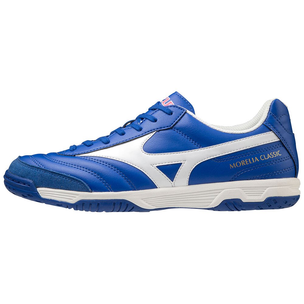 Womens Mizuno Morelia Sala Classic IN Soccer Shoes Blue/White Philippines (MKOGVZ534)